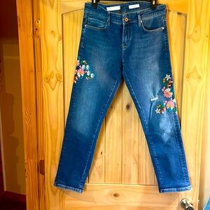 Floral Embroidered Blue Jeans